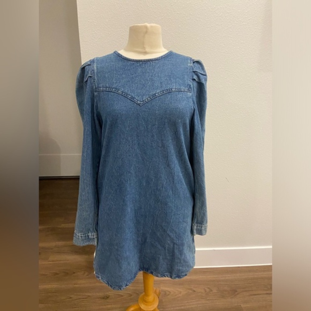 Free People Vintage Blue Denim Long Sleeve Dress Sz4